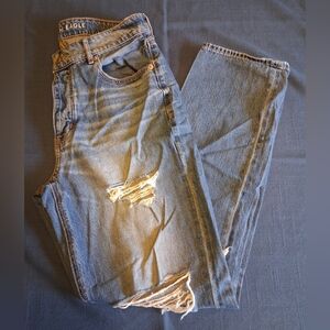 American Eagle Outfitters Women's Straight Ripped Button Fly Jeans - Size 8 Reg